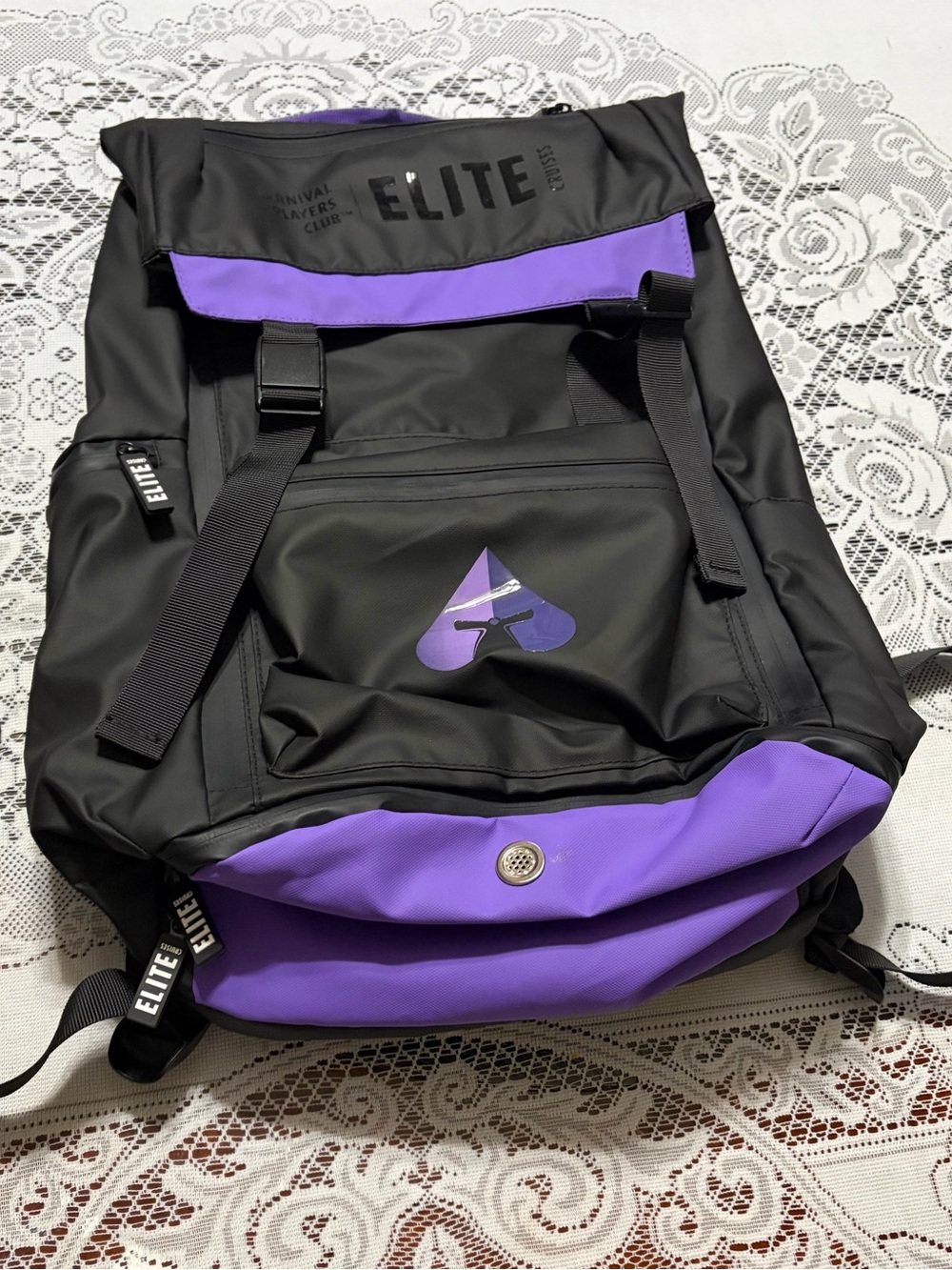 ELITE Women's Black and Purple Roll-Top Backpack